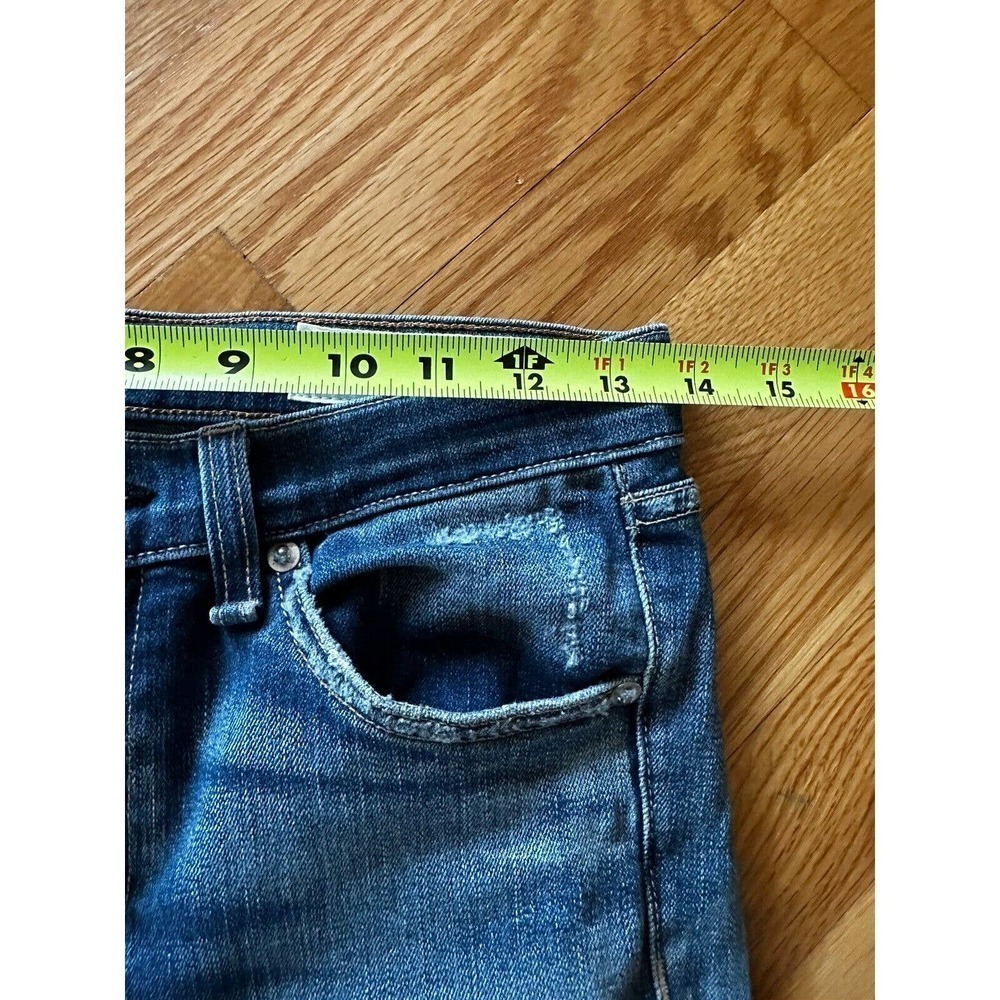 Rag & Bone Jeans Sz 27x 25” Inseam Frayed Hem Cropped High Rise Distressed Dark  - Picture 12 of 12